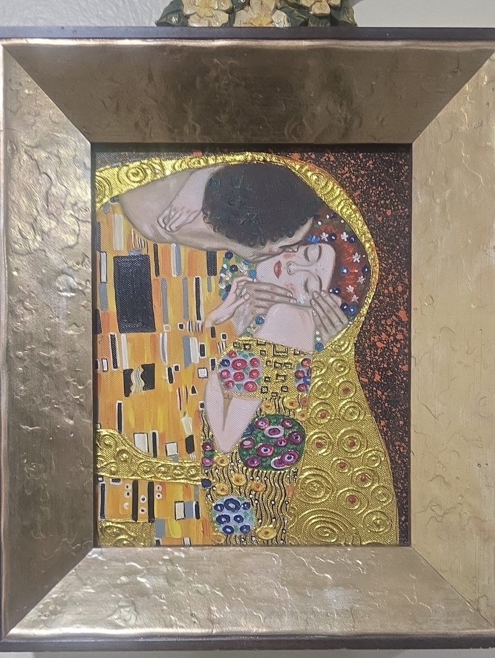 Gustav Klimt Style Gold Framed Home Art Print - Gold, Yellow, Black